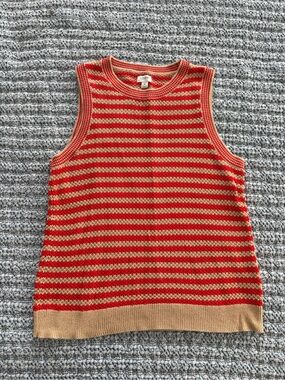 J. Crew Red & Tan Striped Sleeveless Knit Tank